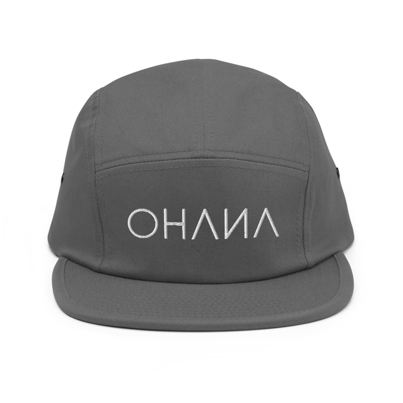 OHANA Triathlon Cap for chill. Five Panel model with OHANA logo on the front. Color grey.