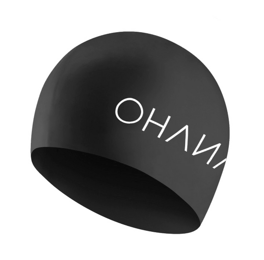OHANA Triathlon Swim Cap in Black color with OHANA Logo